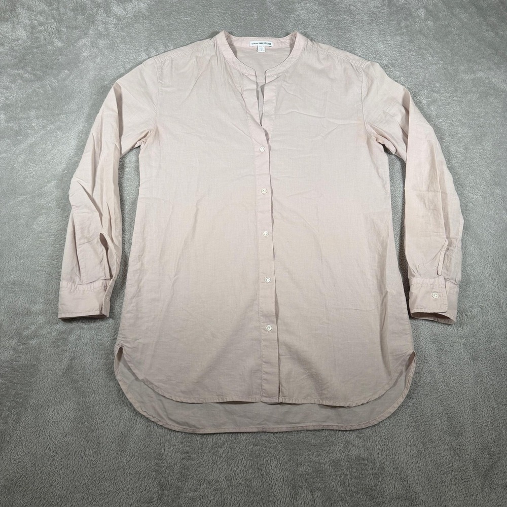 Standard James Perse Tunic Shirt Womens 1 Beig Long Sleeve Button Up Lightweight